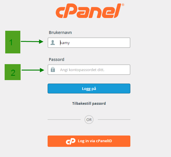 Opprett cpanel epost